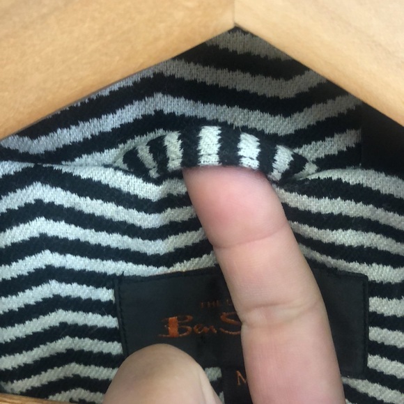 Ben Sherman Black White Striped Pea Coat Size M - Picture 4 of 16